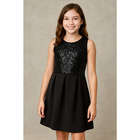 Epic Threads Girls Black Sequin Dress Size M 8–10 Party Holiday Special Occasion - Picture 1 of 12